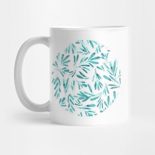 Abstract teal leaves, watercolor pattern illustration Mug